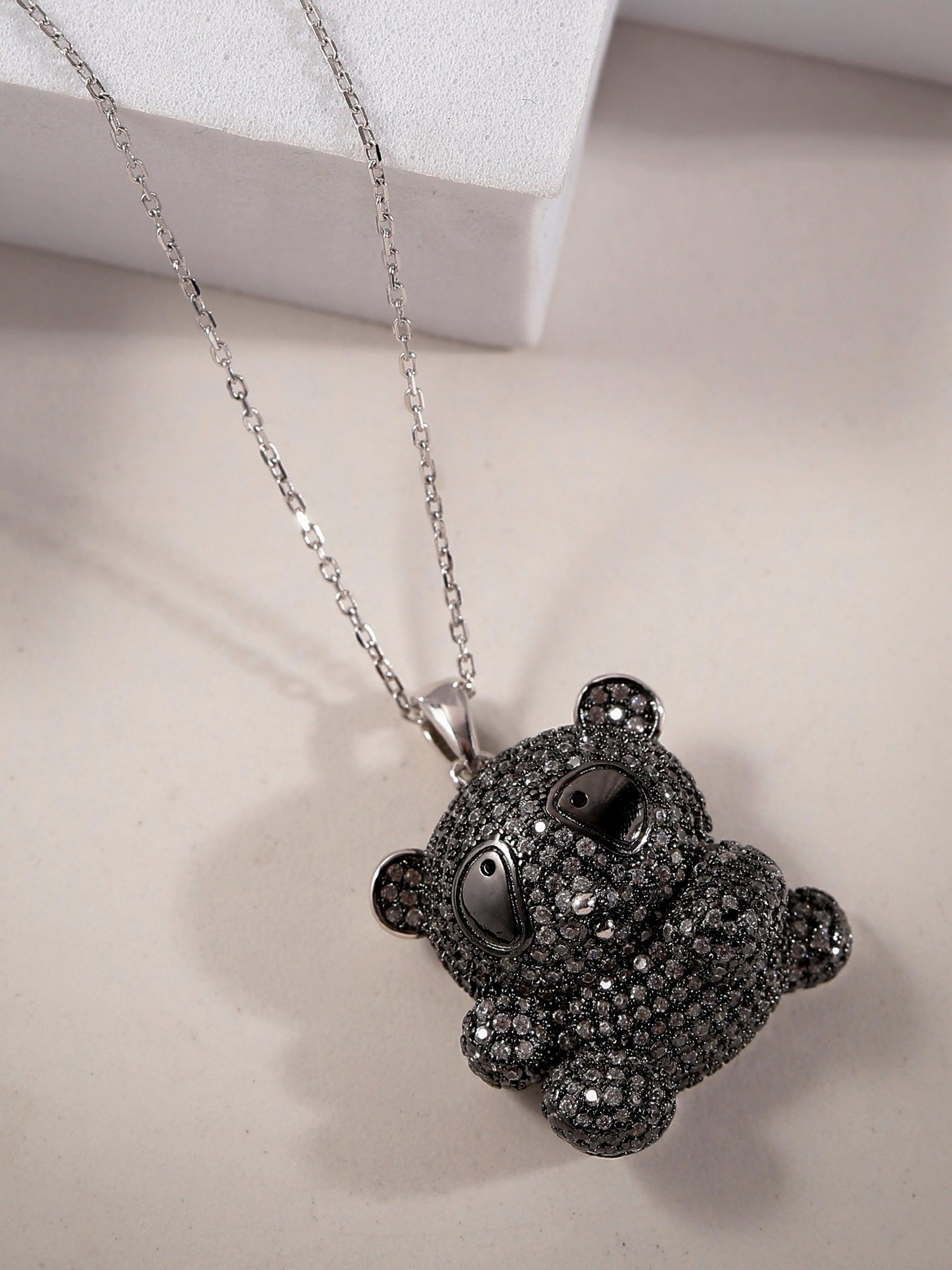 Mystic Panda Monochrome Silver Necklace - Diavo Jewels