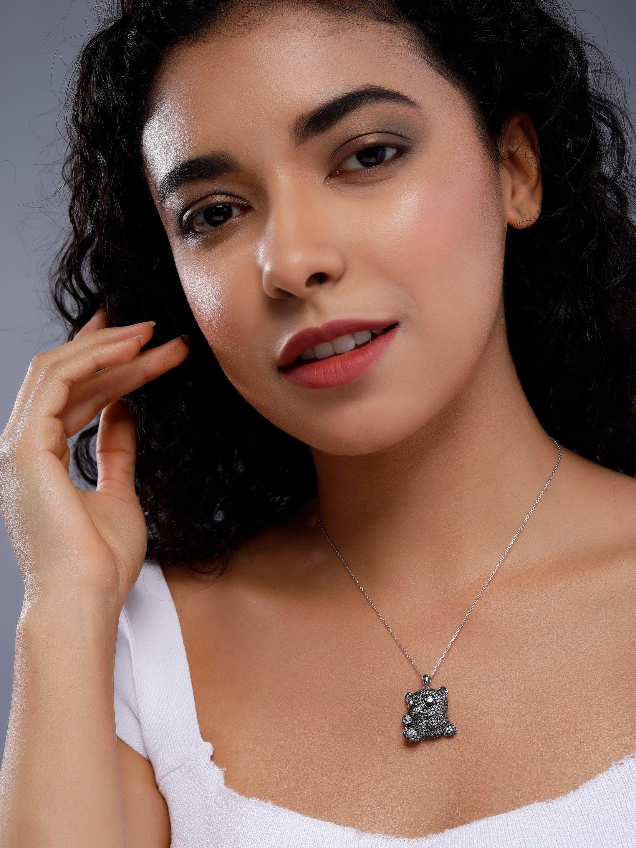 Mystic Panda Monochrome Silver Necklace - Diavo Jewels