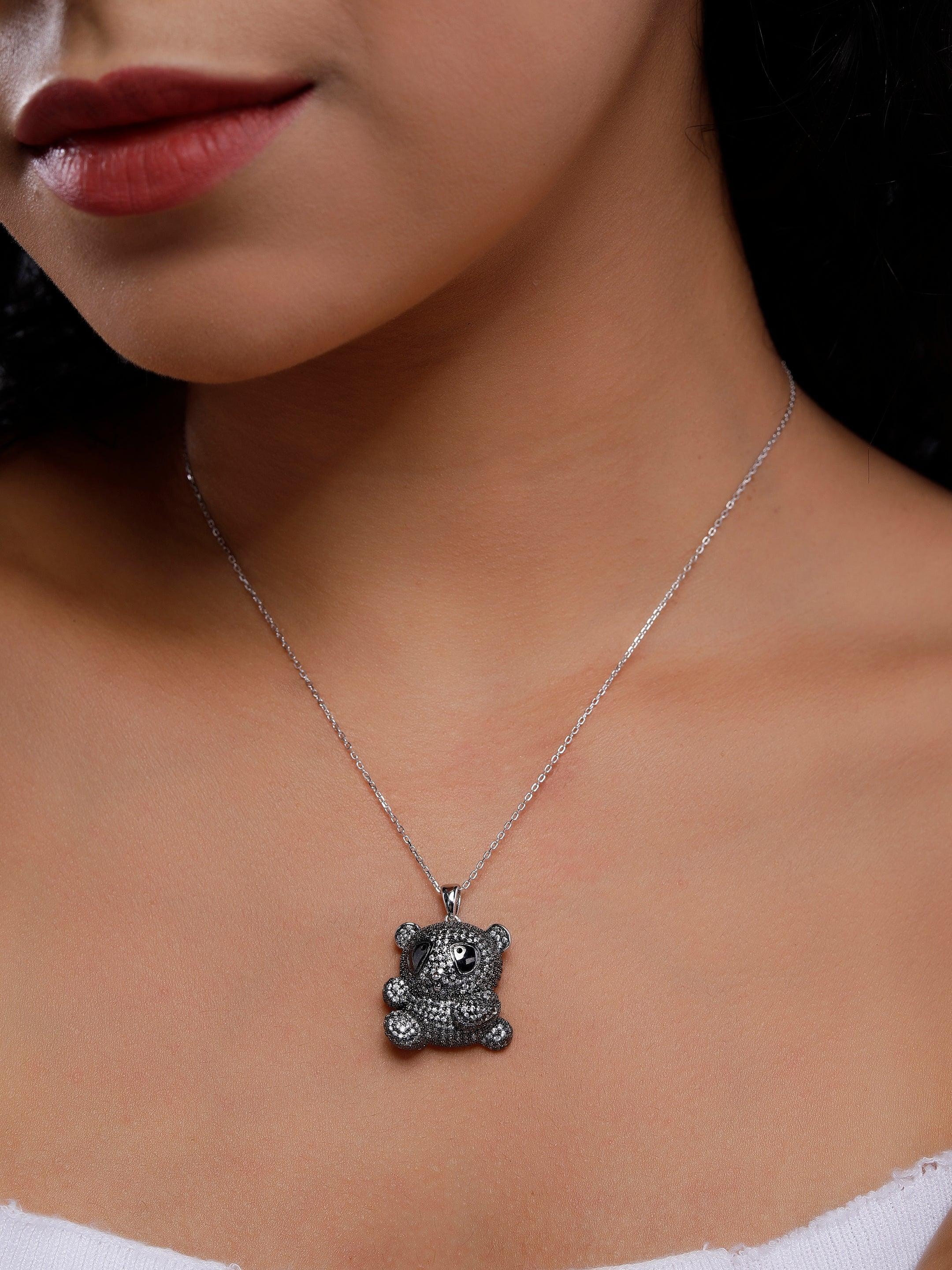 Mystic Panda Monochrome Silver Necklace - Diavo Jewels