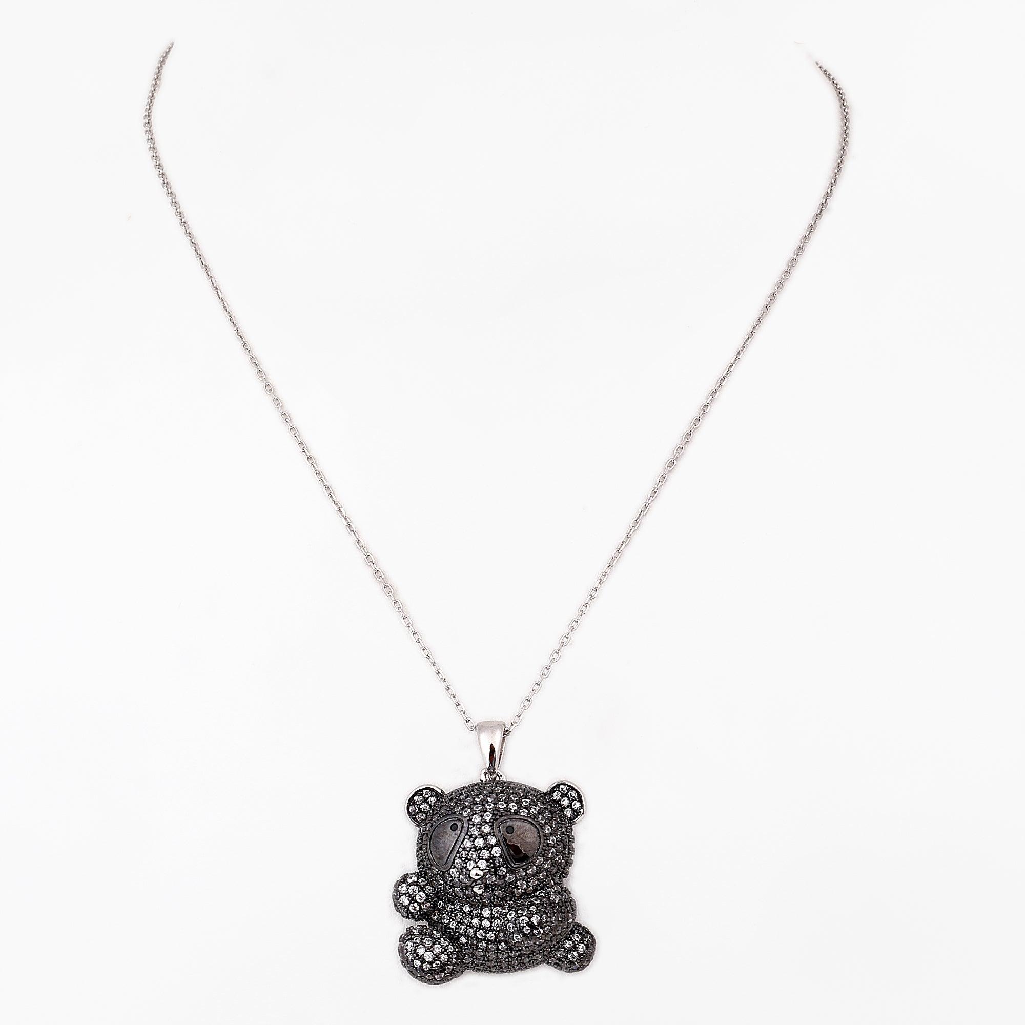 Mystic Panda Monochrome Silver Necklace - Diavo Jewels