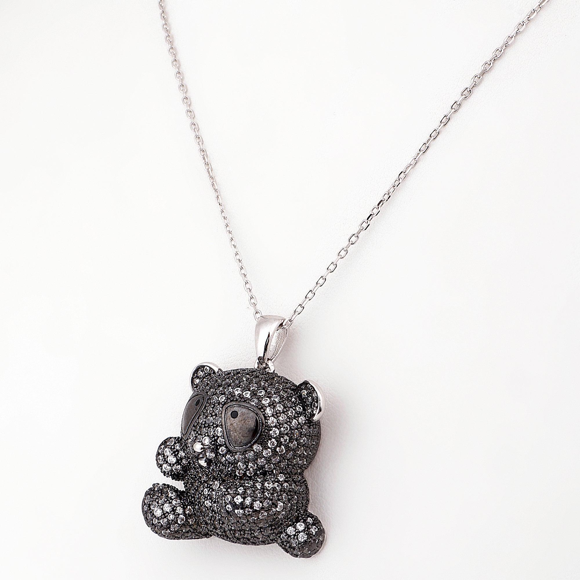 Mystic Panda Monochrome Silver Necklace - Diavo Jewels
