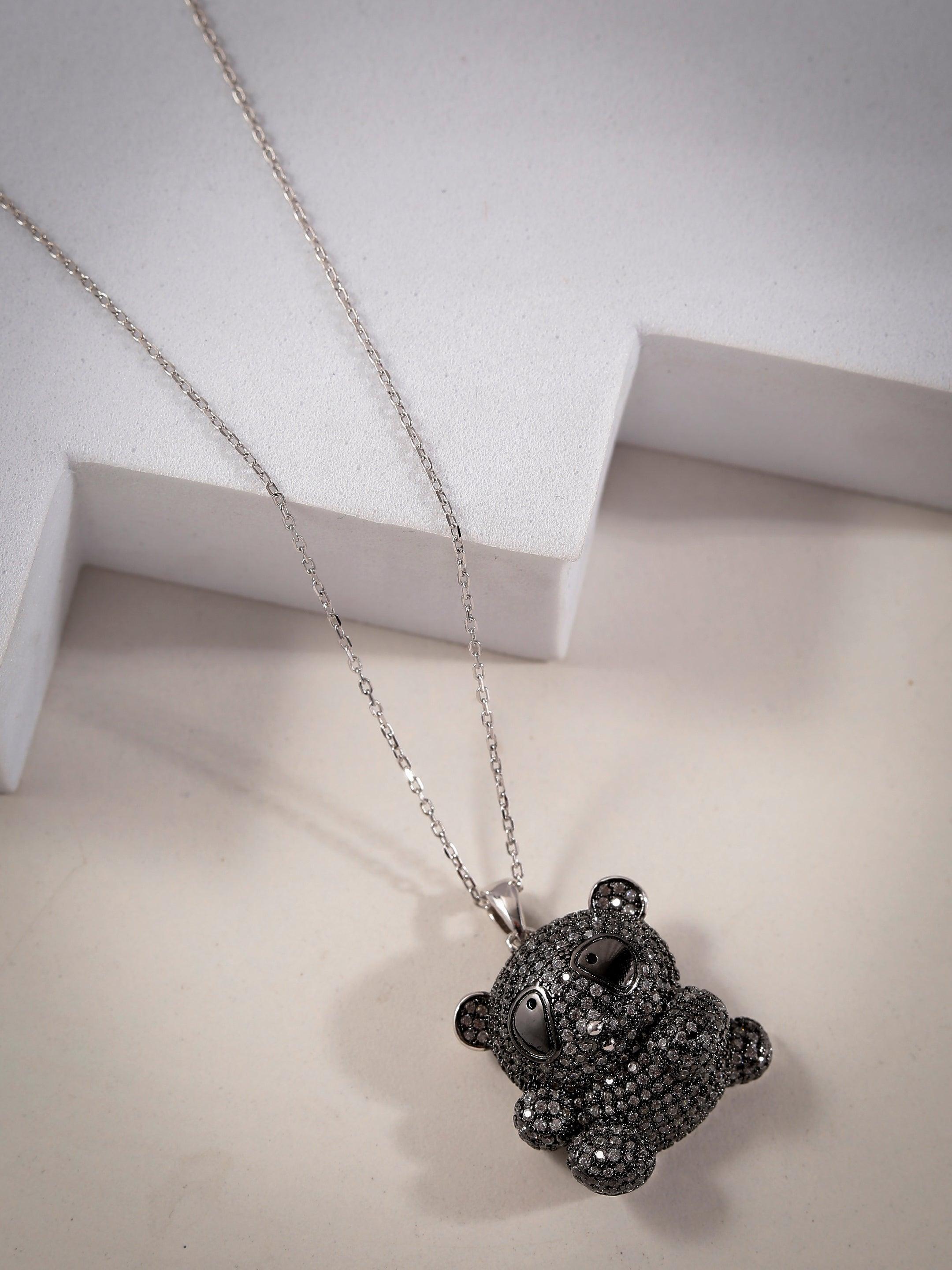 Mystic Panda Monochrome Silver Necklace - Diavo Jewels