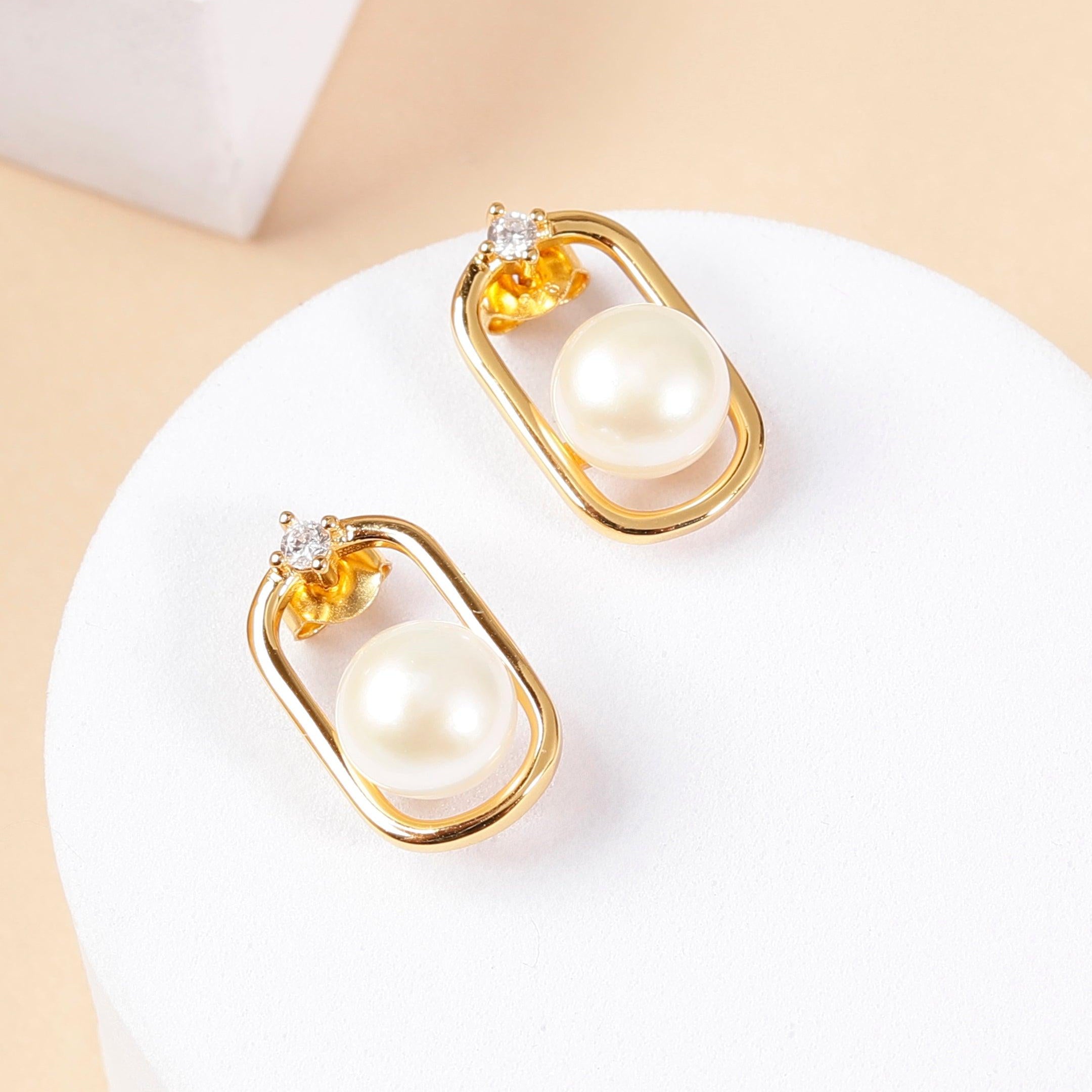 Silver Encased Pearl Earrings - Diavo Jewels