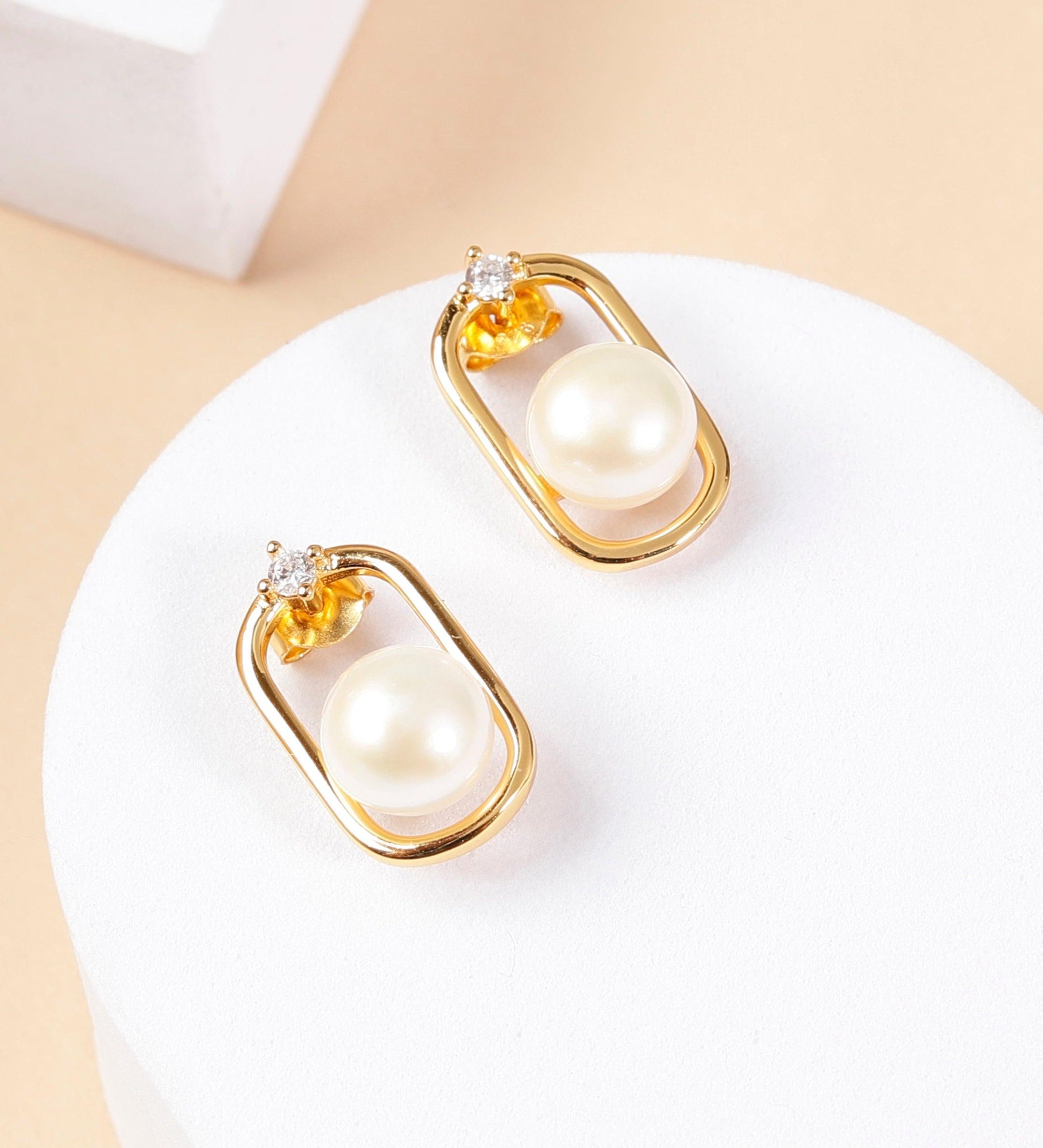 Silver Encased Pearl Earrings - Diavo Jewels