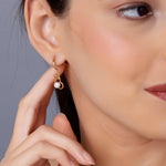 925 Silver Pearl Interlock Heart Earrings