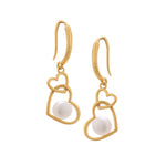 925 Silver Pearl Interlock Heart Earrings