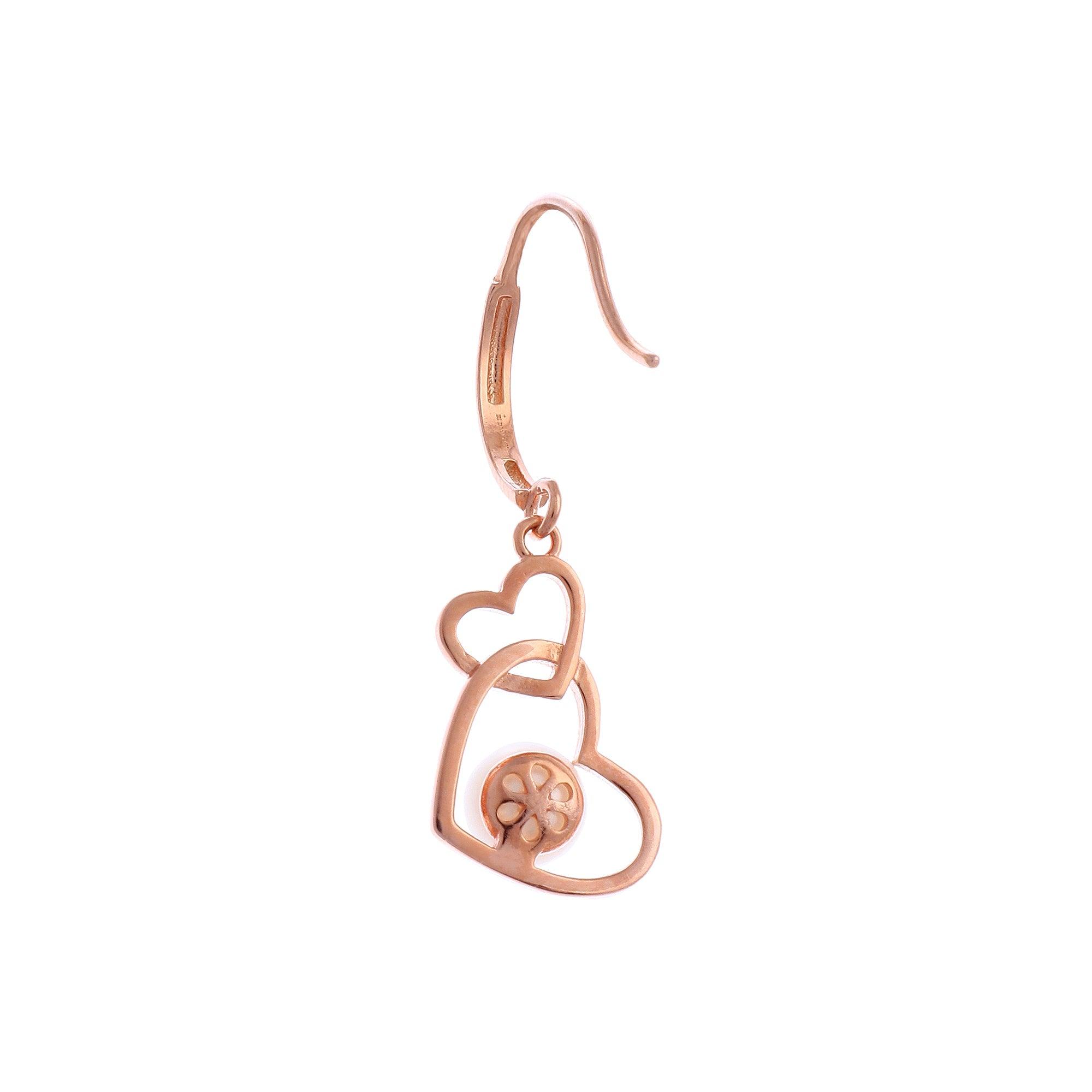 925 Silver Pearl Interlock Heart Earrings