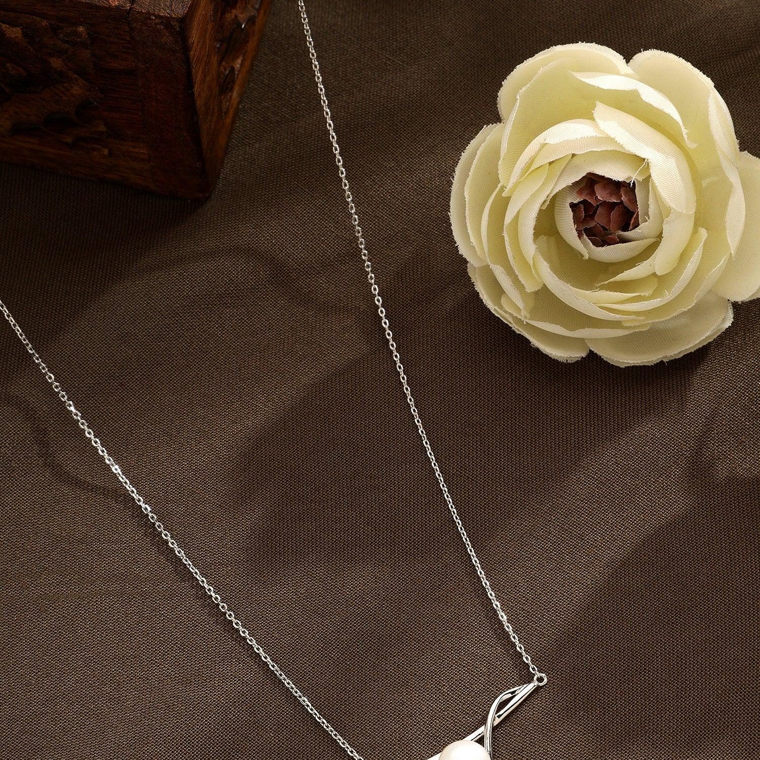 Graceful Pearl Silver Necklace - Diavo Jewels