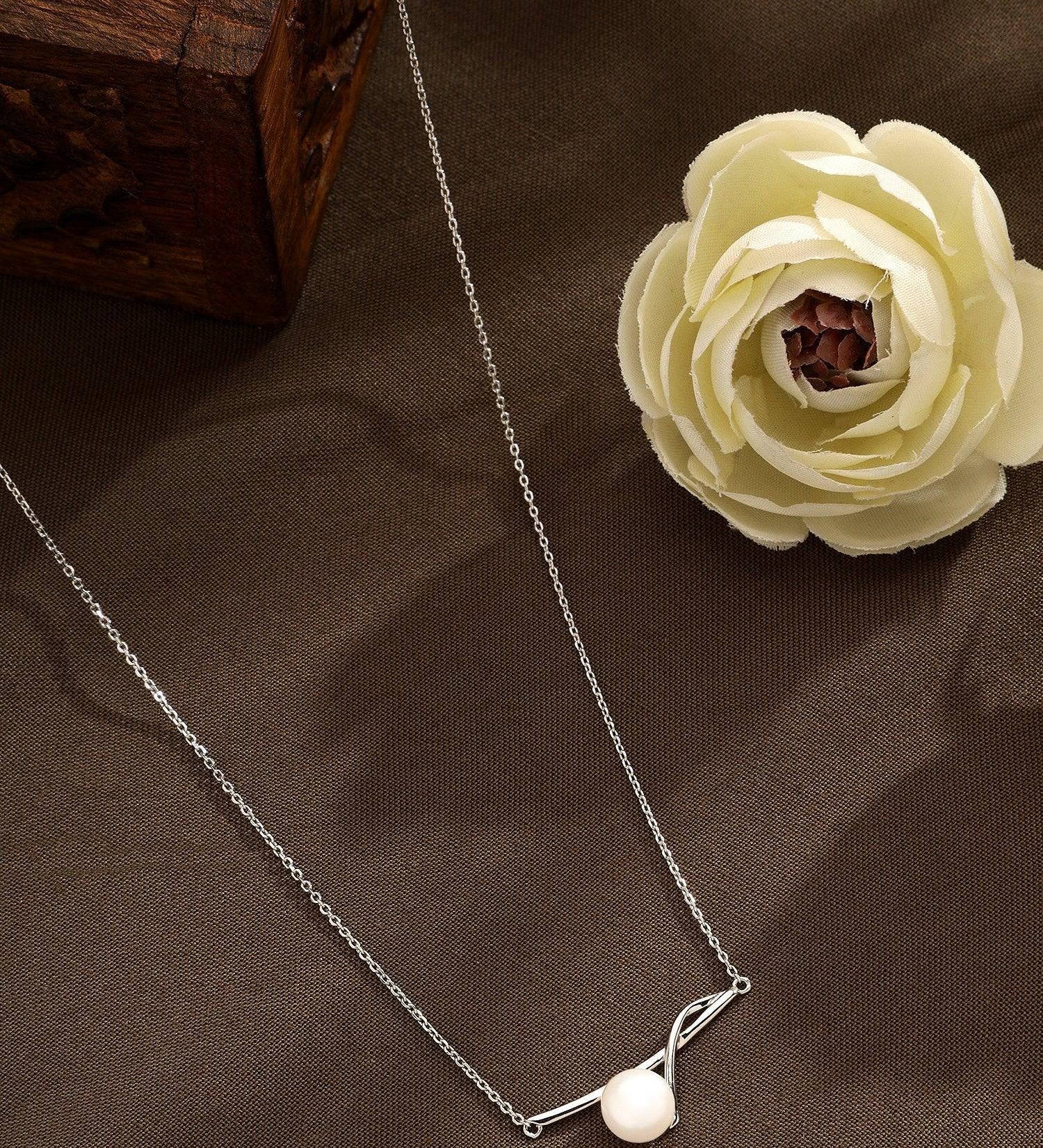 Graceful Pearl Silver Necklace - Diavo Jewels