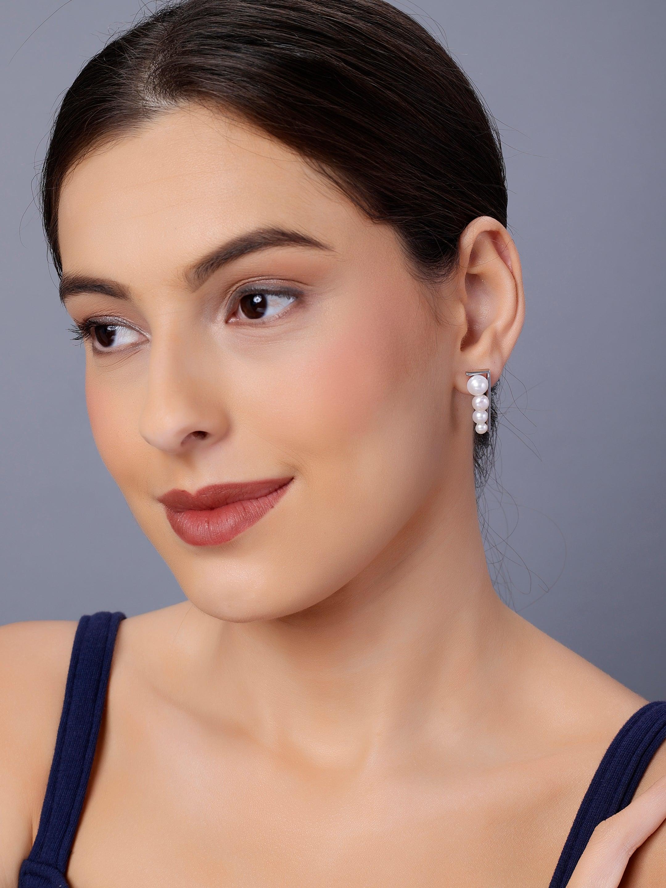 Modern Long Cascade 925 Silver Earrings - Diavo Jewels