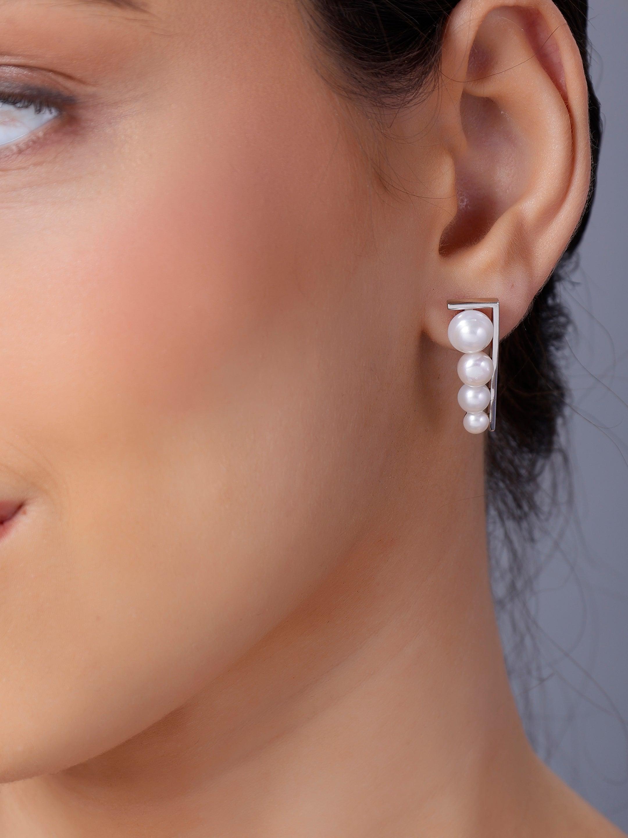 Modern Long Cascade 925 Silver Earrings - Diavo Jewels