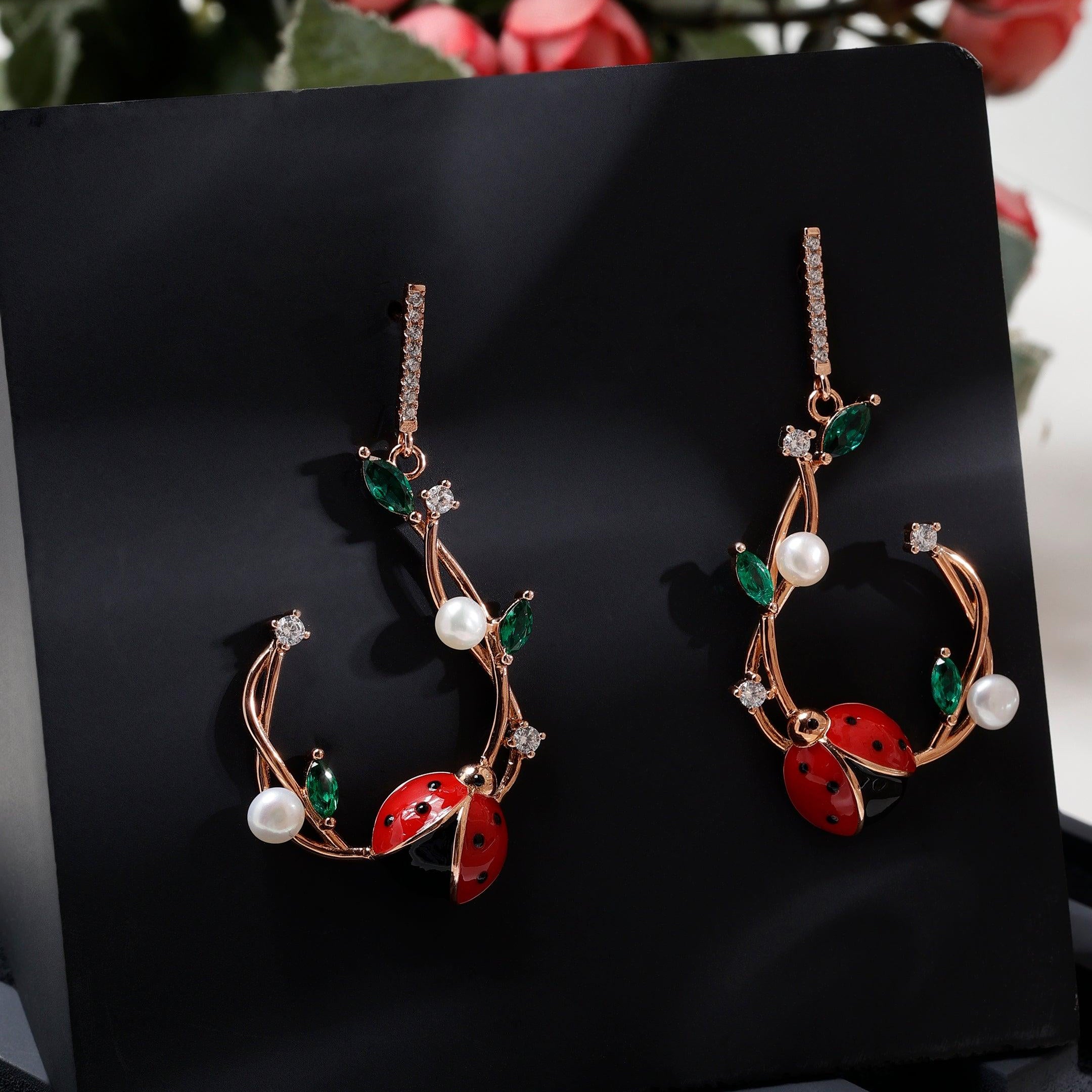 Pearl Bug Silver Delight Earrings - Diavo Jewels