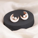 Celestial Pearl Crescent Earrings - Diavo Jewels