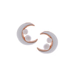 Celestial Pearl Crescent Earrings - Diavo Jewels