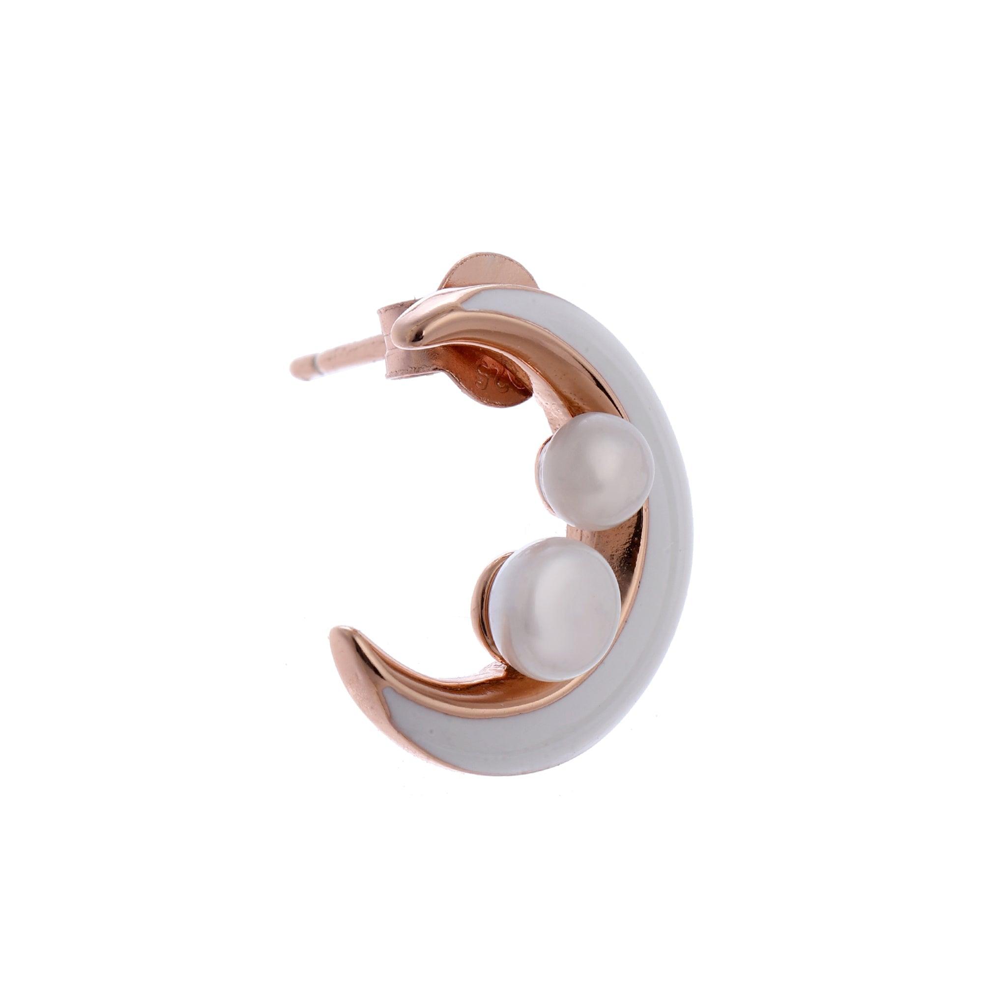 Celestial Pearl Crescent Earrings - Diavo Jewels