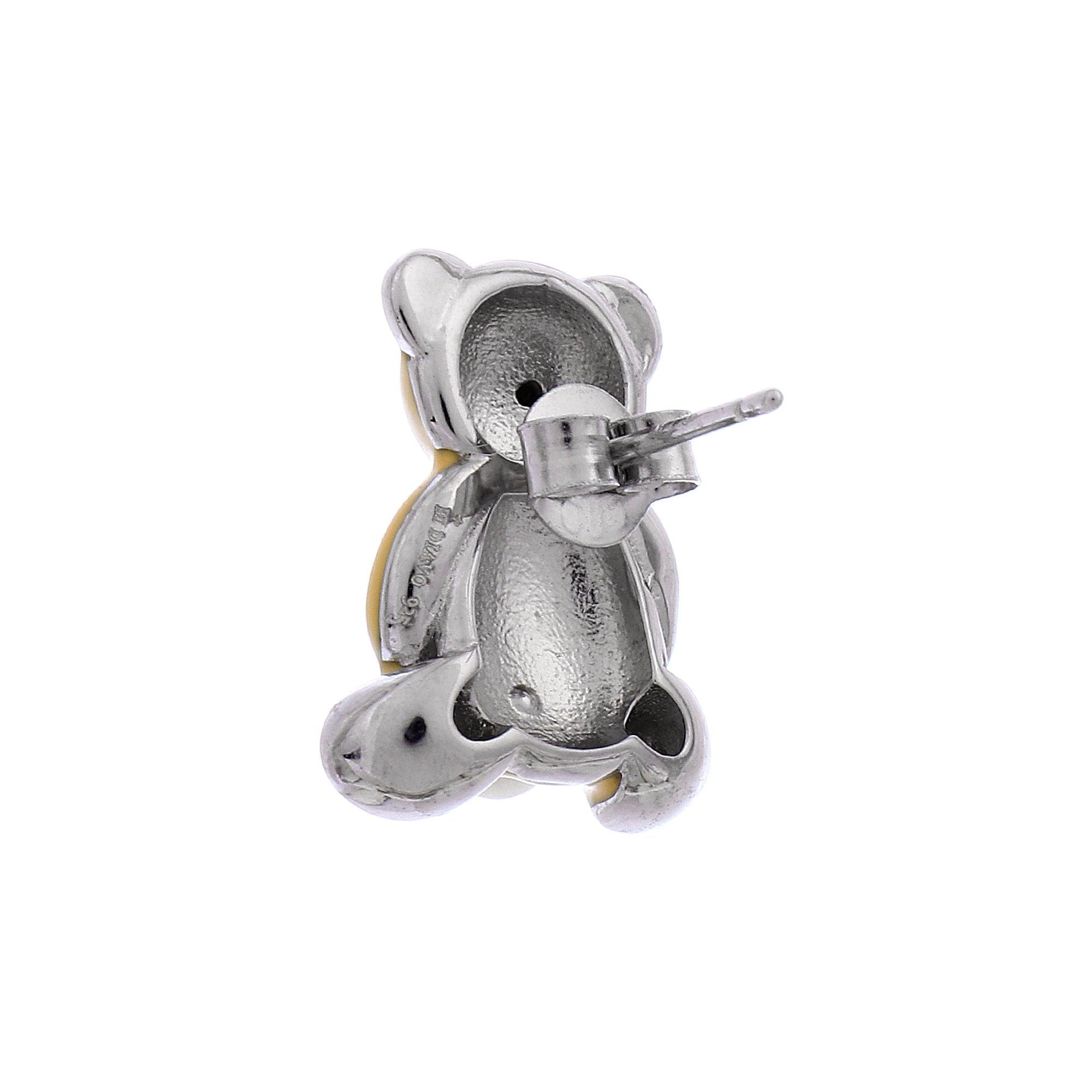 925 Silver Teddy Charm Pearl Earrings