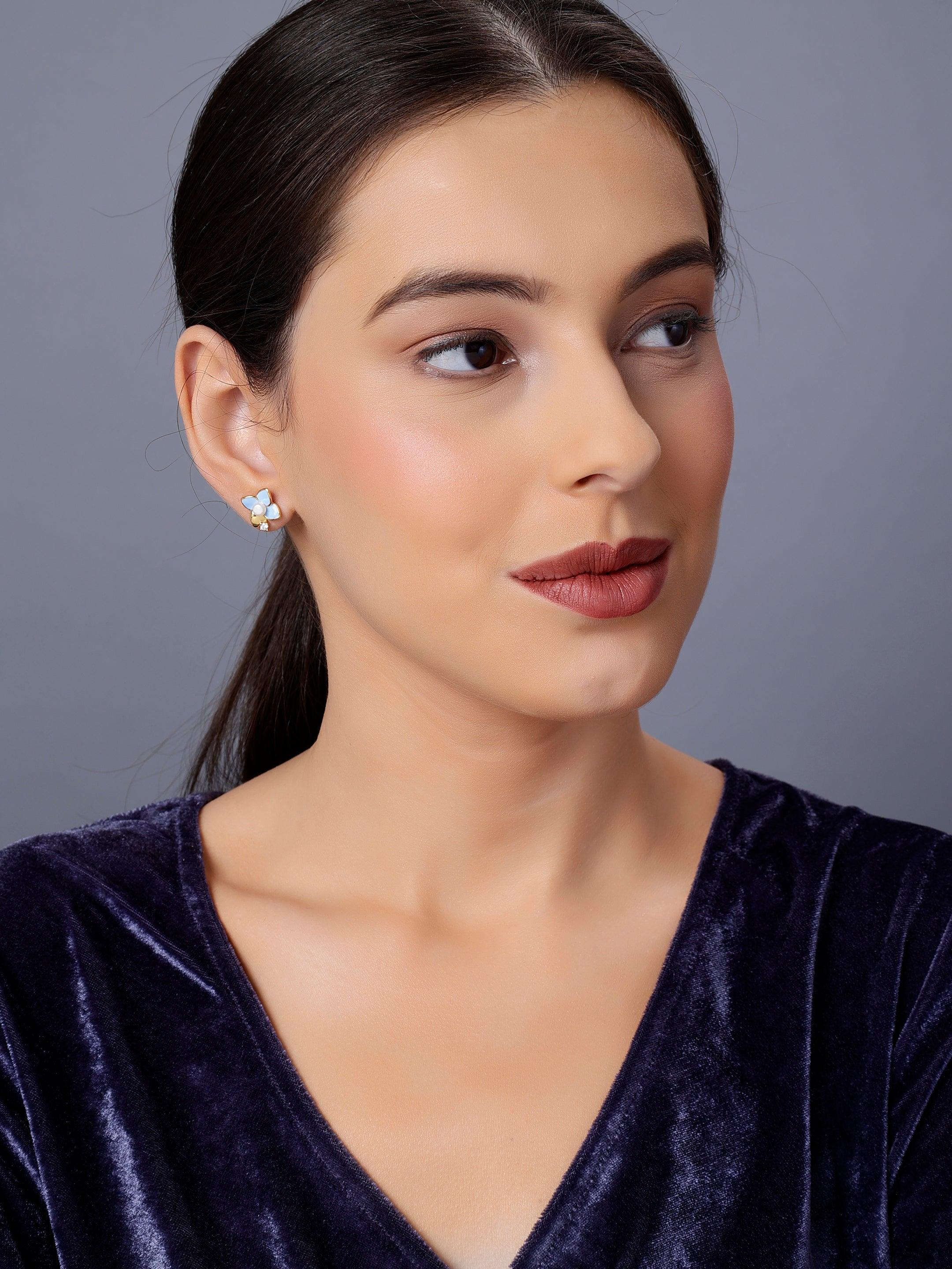 Ocean Petal Bloom Silver Earrings - Diavo Jewels