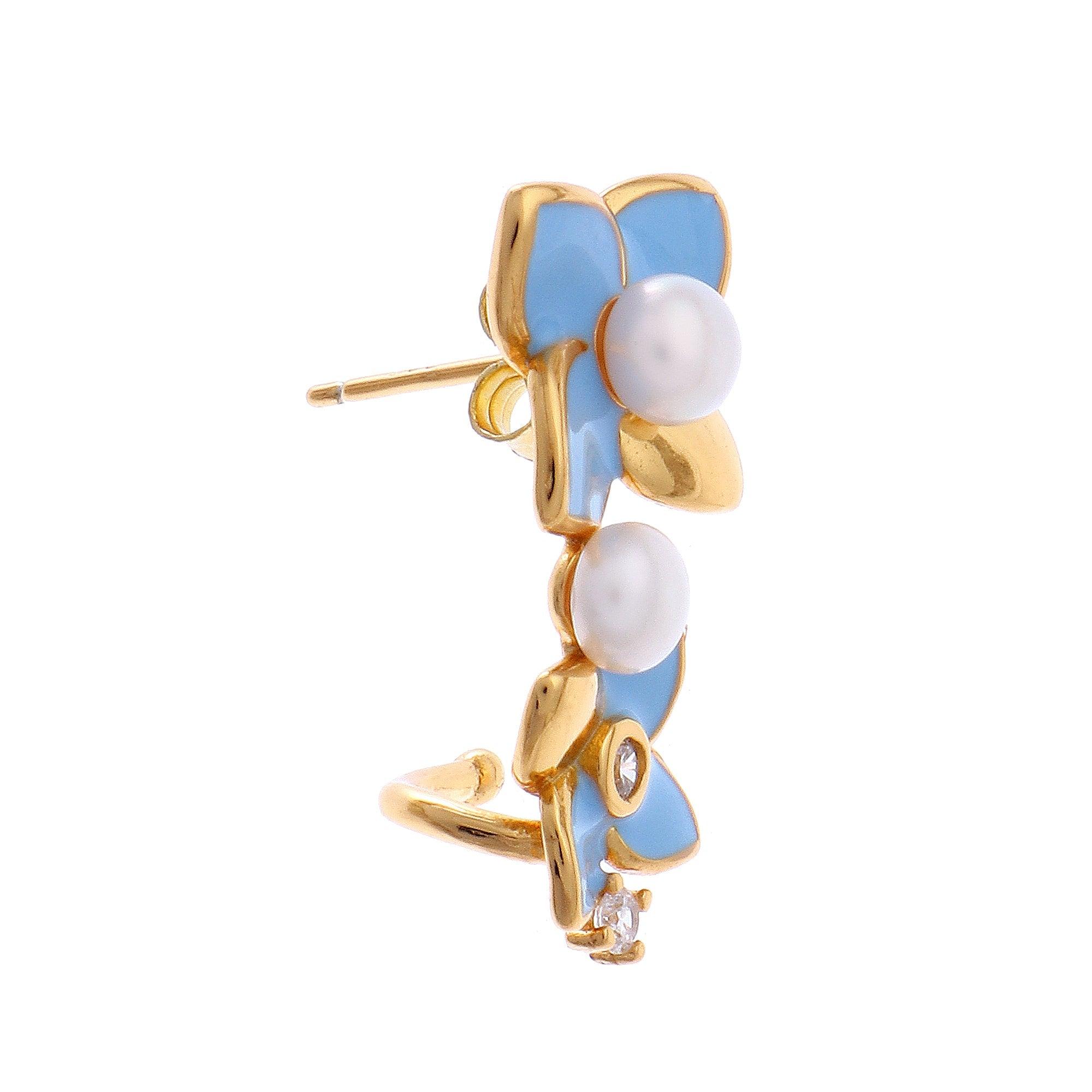 Ocean Petal Bloom Silver Earrings - Diavo Jewels