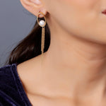 Oval Tassel 925 Silver Earrings with Freshwater Pearl - Diavo Jewels