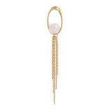 Oval Tassel 925 Silver Earrings with Freshwater Pearl