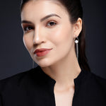 Oval Tassel 925 Silver Earrings with Freshwater Pearl - Diavo Jewels
