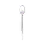 Oval Tassel 925 Silver Earrings with Freshwater Pearl - Diavo Jewels