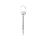 Oval Tassel 925 Silver Earrings with Freshwater Pearl - Diavo Jewels