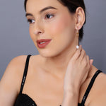 Dainty Circle & Pearl Drop 925 Silver Earrings - Diavo Jewels