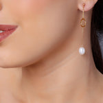 Dainty Circle & Pearl Drop 925 Silver Earrings - Diavo Jewels
