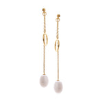 Dainty Circle & Pearl Drop 925 Silver Earrings - Diavo Jewels