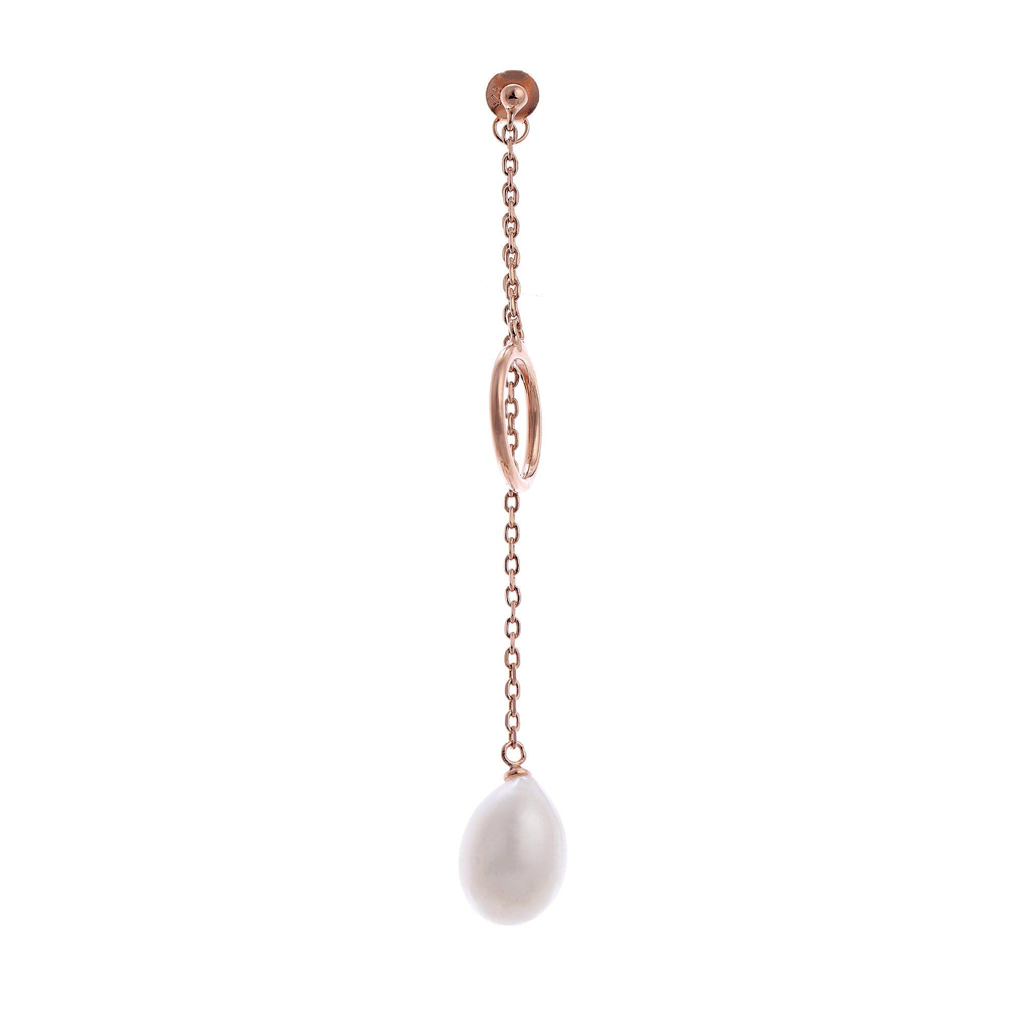Dainty Circle & Pearl Drop 925 Silver Earrings - Diavo Jewels