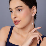 Dainty Circle & Pearl Drop 925 Silver Earrings - Diavo Jewels