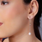 Dainty Circle & Pearl Drop 925 Silver Earrings - Diavo Jewels