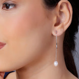 Dainty Circle & Pearl Drop 925 Silver Earrings - Diavo Jewels