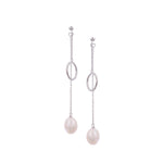 Dainty Circle & Pearl Drop 925 Silver Earrings - Diavo Jewels