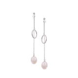 Dainty Circle & Pearl Drop 925 Silver Earrings - Diavo Jewels