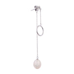 Dainty Circle & Pearl Drop 925 Silver Earrings - Diavo Jewels