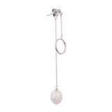 Dainty Circle & Pearl Drop 925 Silver Earrings - Diavo Jewels