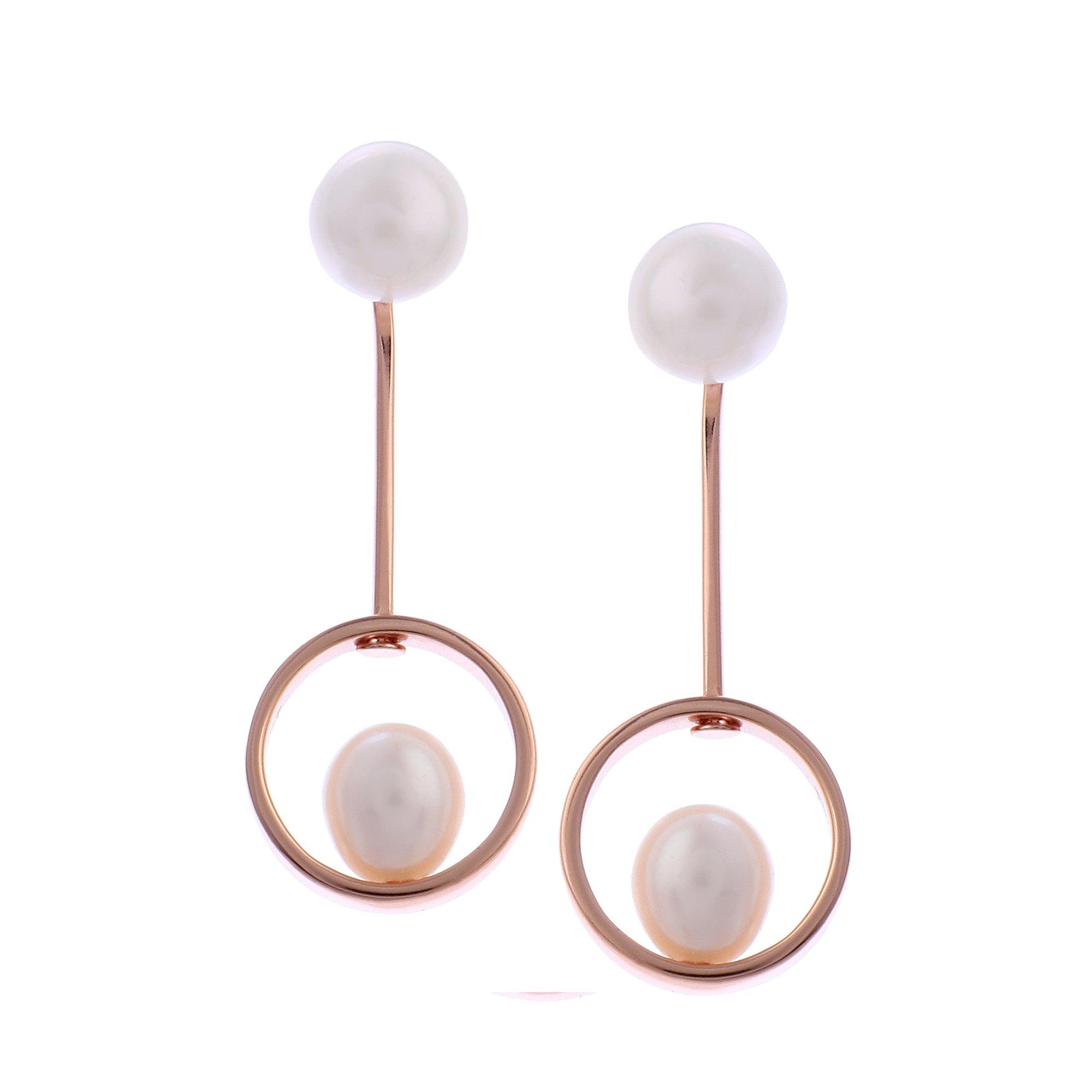 Swinging Pearl Cascade 925 Silver Earrings - Diavo Jewels