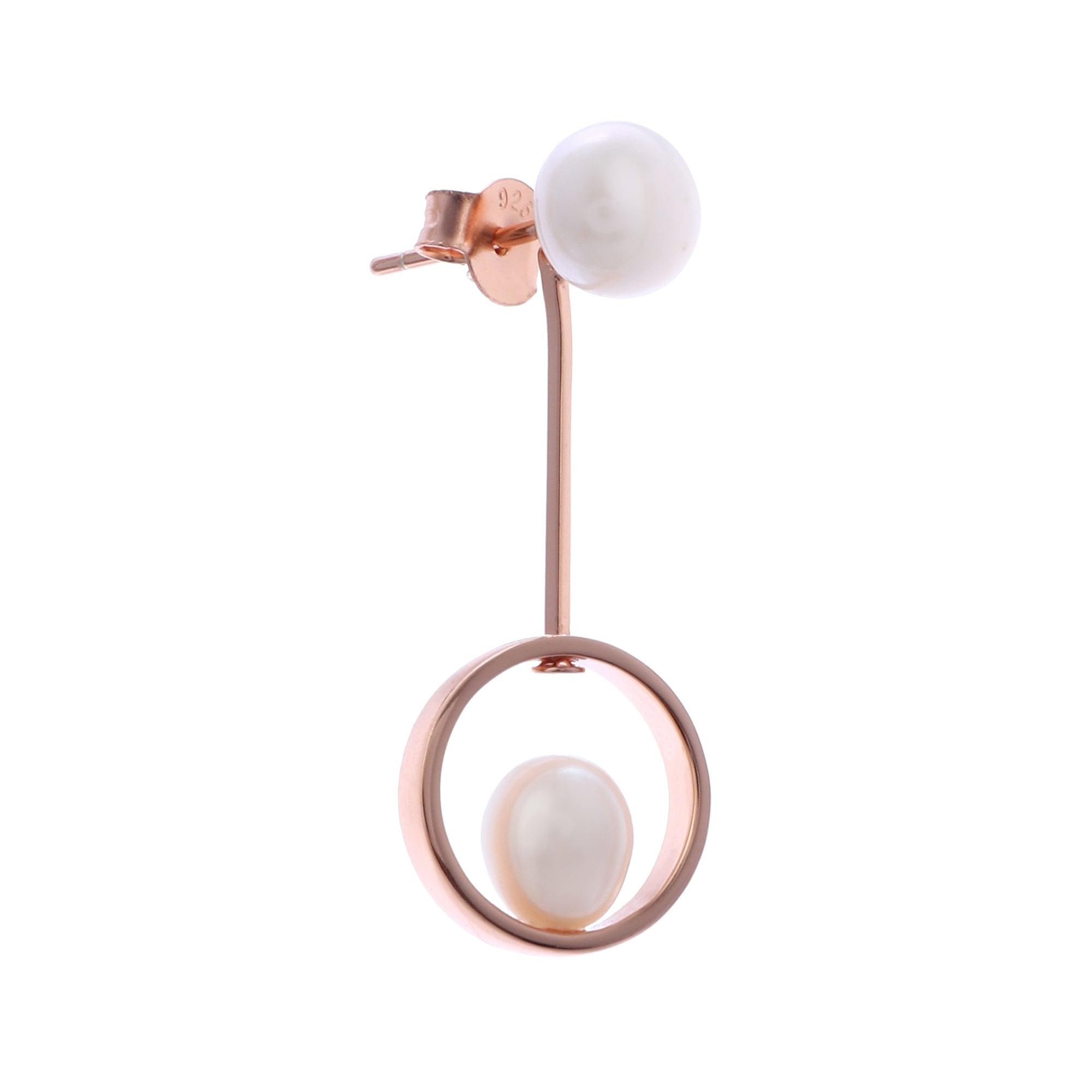 Swinging Pearl Cascade 925 Silver Earrings - Diavo Jewels
