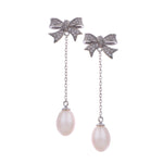 Shimmering Bow Sterling Silver Earrings - Diavo Jewels