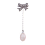Shimmering Bow Sterling Silver Earrings - Diavo Jewels