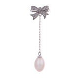 Shimmering Bow Sterling Silver Earrings - Diavo Jewels