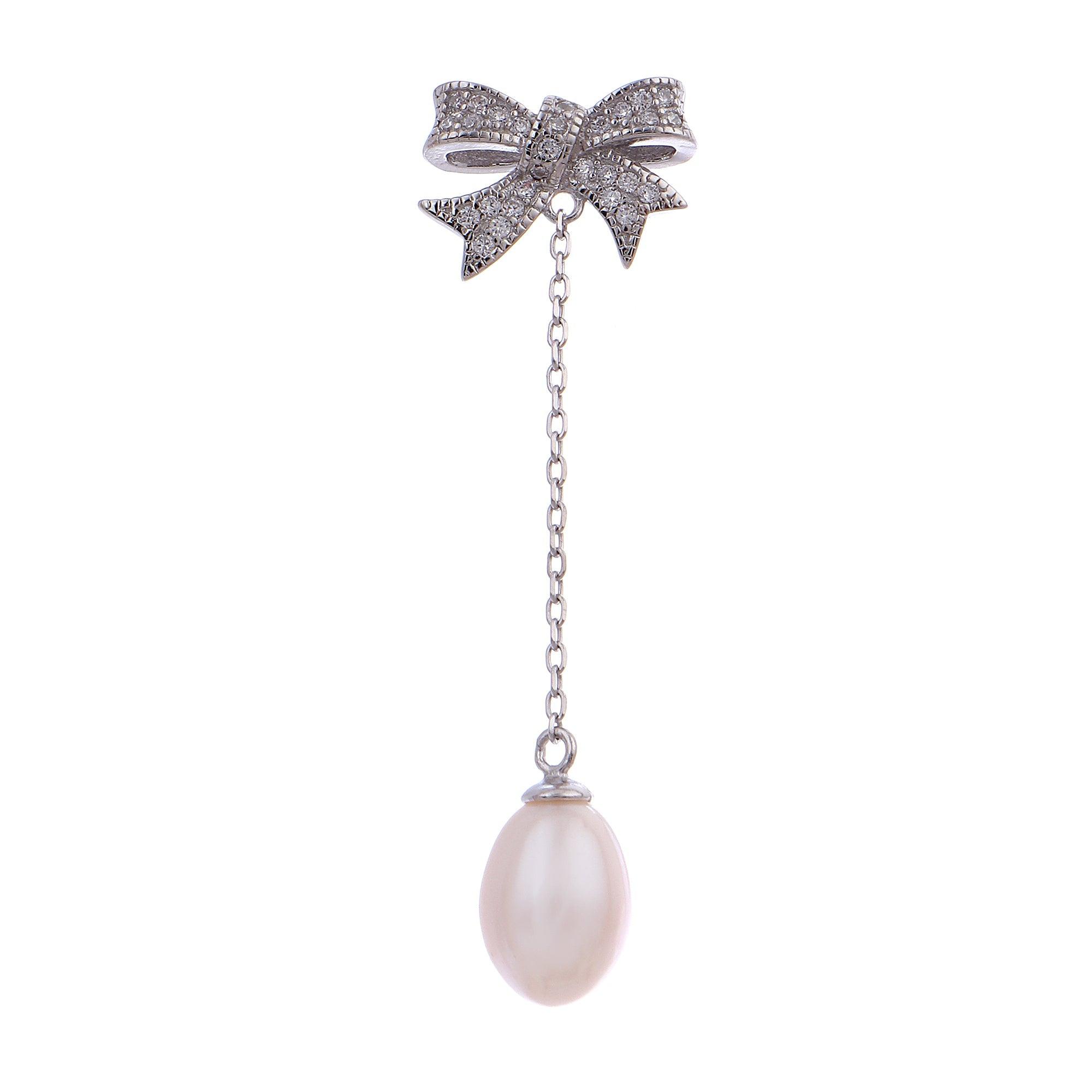 Shimmering Bow Sterling Silver Earrings - Diavo Jewels