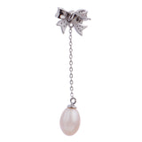 Shimmering Bow Sterling Silver Earrings - Diavo Jewels