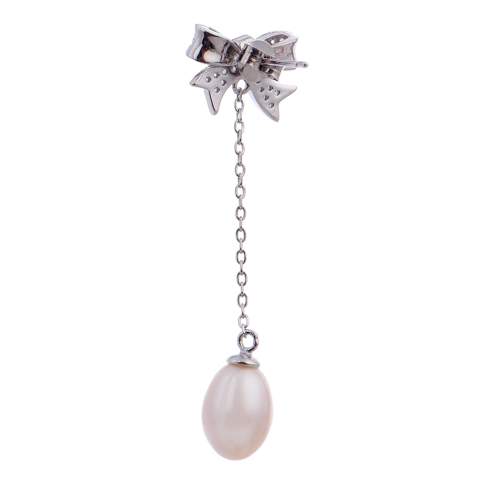 Shimmering Bow Sterling Silver Earrings - Diavo Jewels