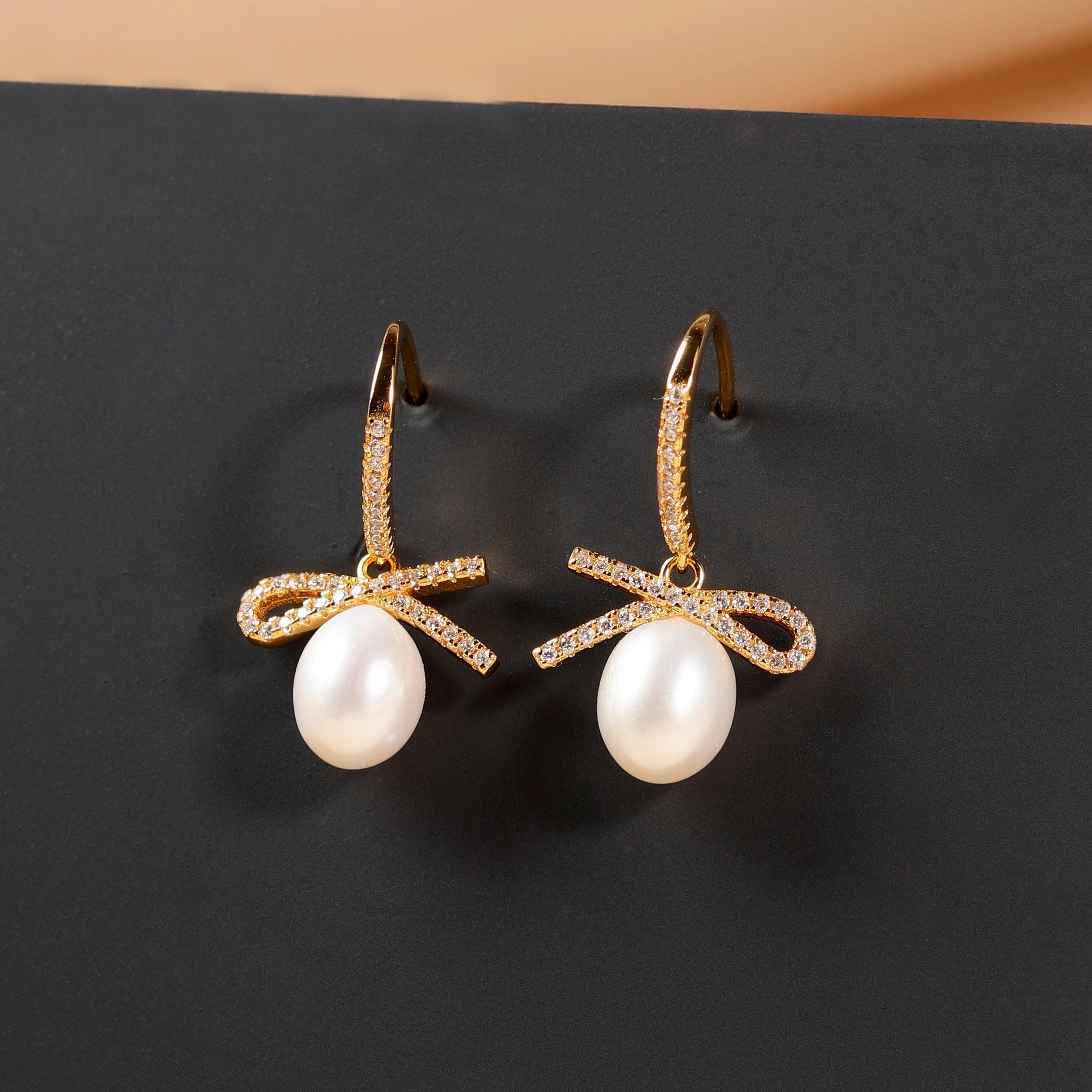 Ribboned Radiance 925 Silver Long Earrings - Diavo Jewels