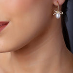 Ribboned Radiance 925 Silver Long Earrings - Diavo Jewels