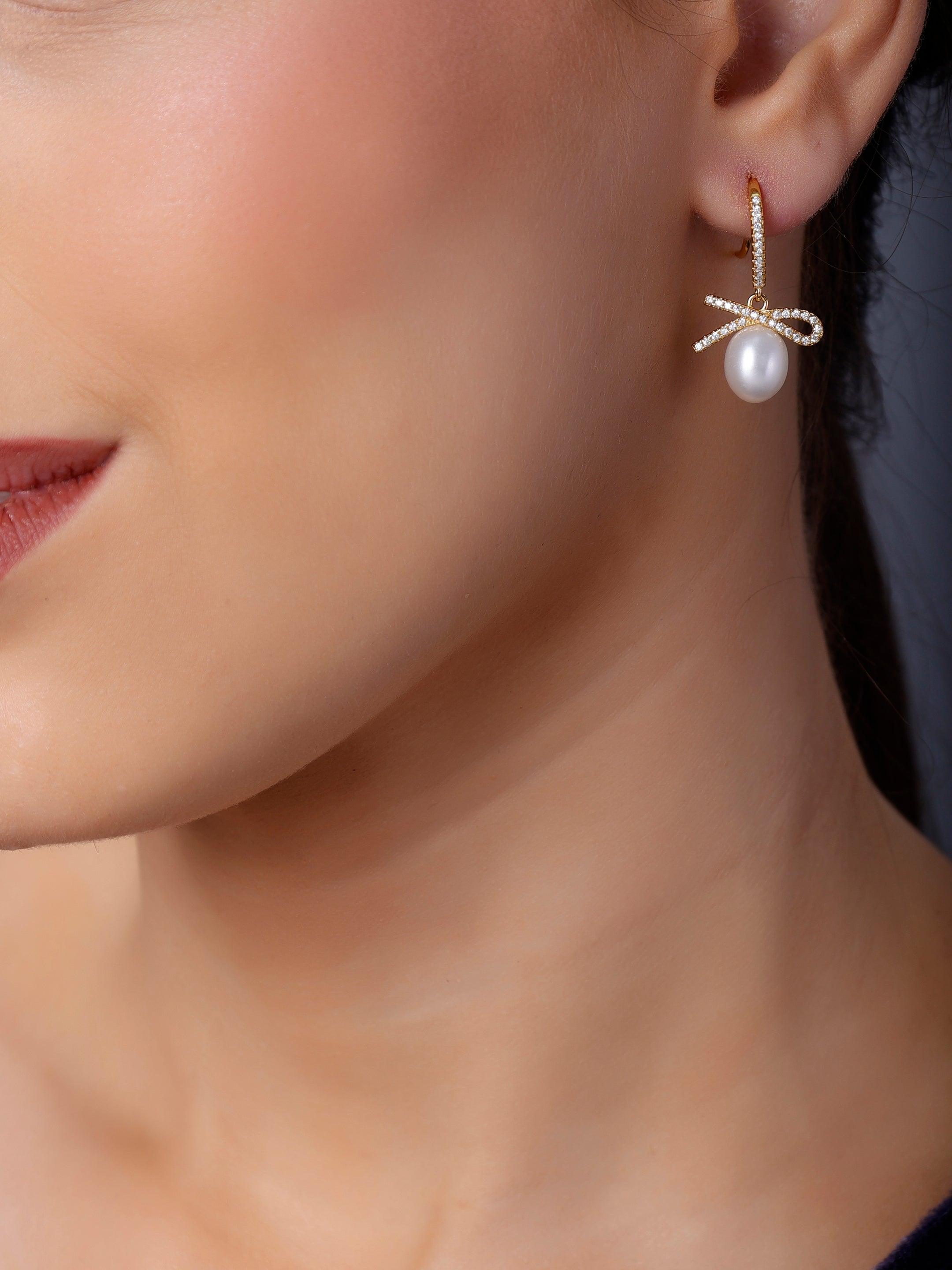 Ribboned Radiance 925 Silver Long Earrings - Diavo Jewels