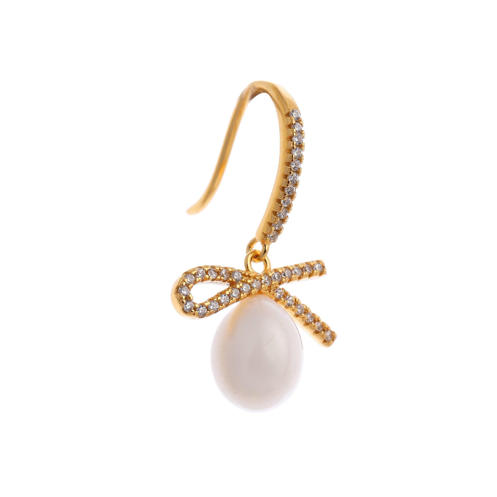 Ribboned Radiance 925 Silver Long Earrings - Diavo Jewels